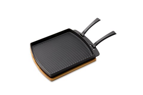 Doppelseitige Brat- und Grilpfanne inkl. Holzbrett Doppelseitige Brat- und Grilpfanne inkl. Holzbrett
