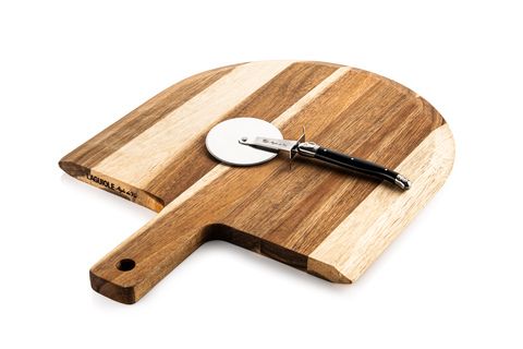 Pizzaschneider mit Servierbrett Akazie
